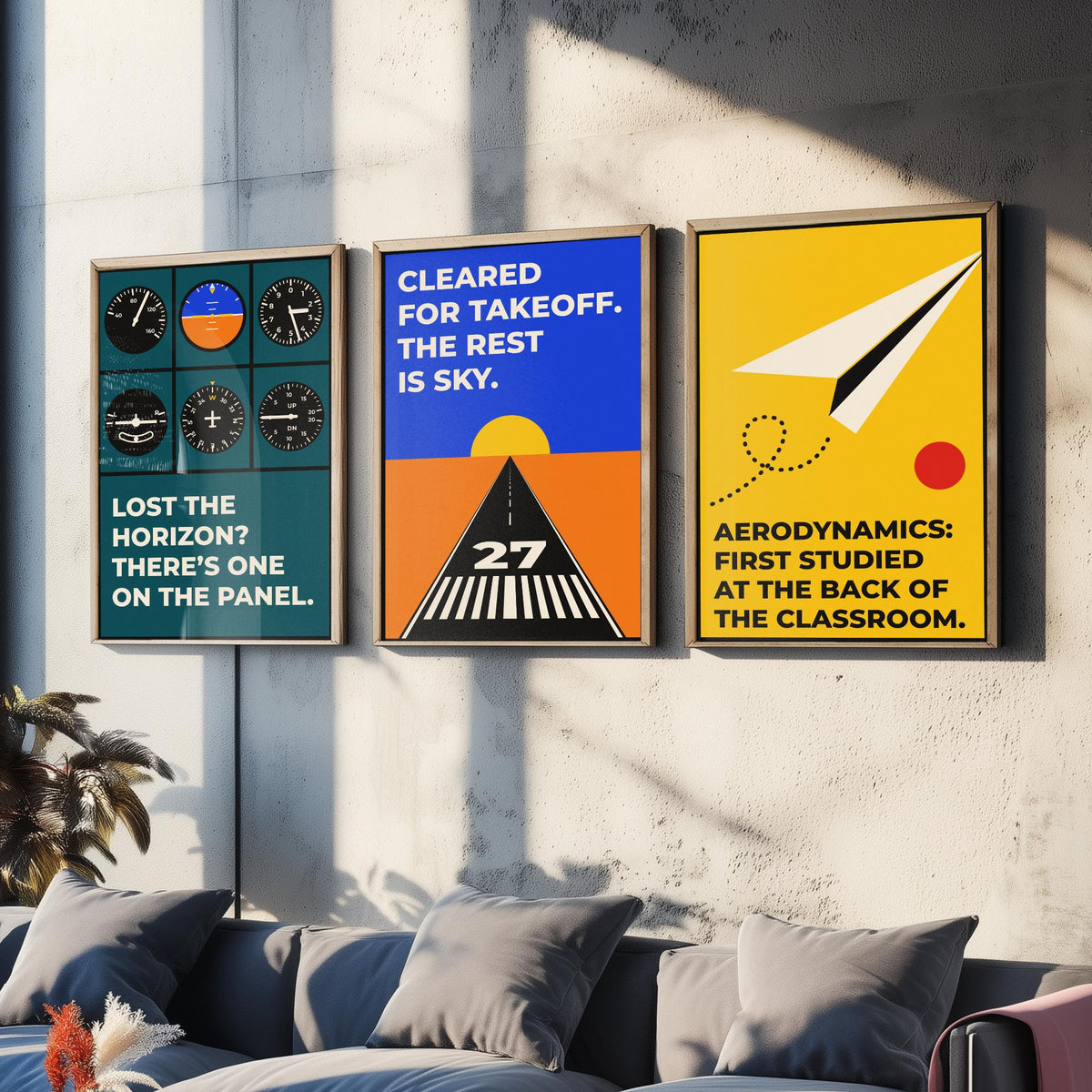 Aviation Quotes Set of Three Art Prints - 3 Bauhaus Pilot Posters - Minimalist Travel Wall Art Illustration V1