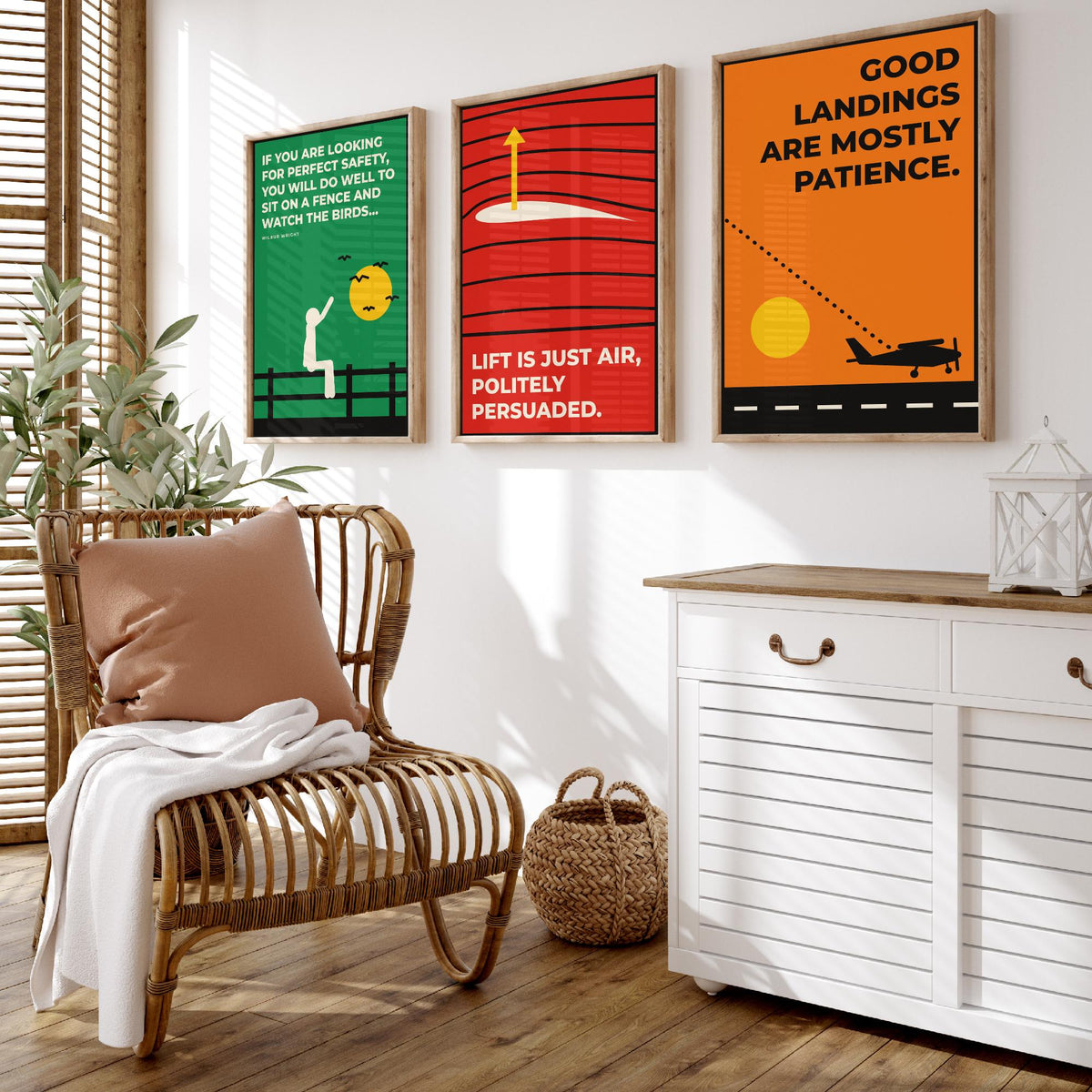 Aviation Quotes Set of Three Art Prints - 3 Retro Bauhaus Pilot Posters - Minimalist Travel Wall Art Illustration V2