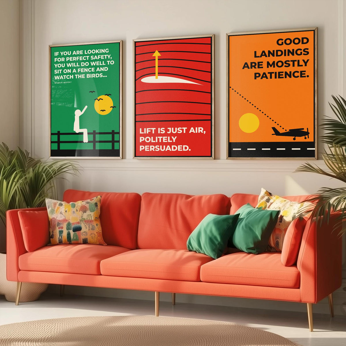 Aviation Quotes Set of Three Art Prints - 3 Retro Bauhaus Pilot Posters - Minimalist Travel Wall Art Illustration V2