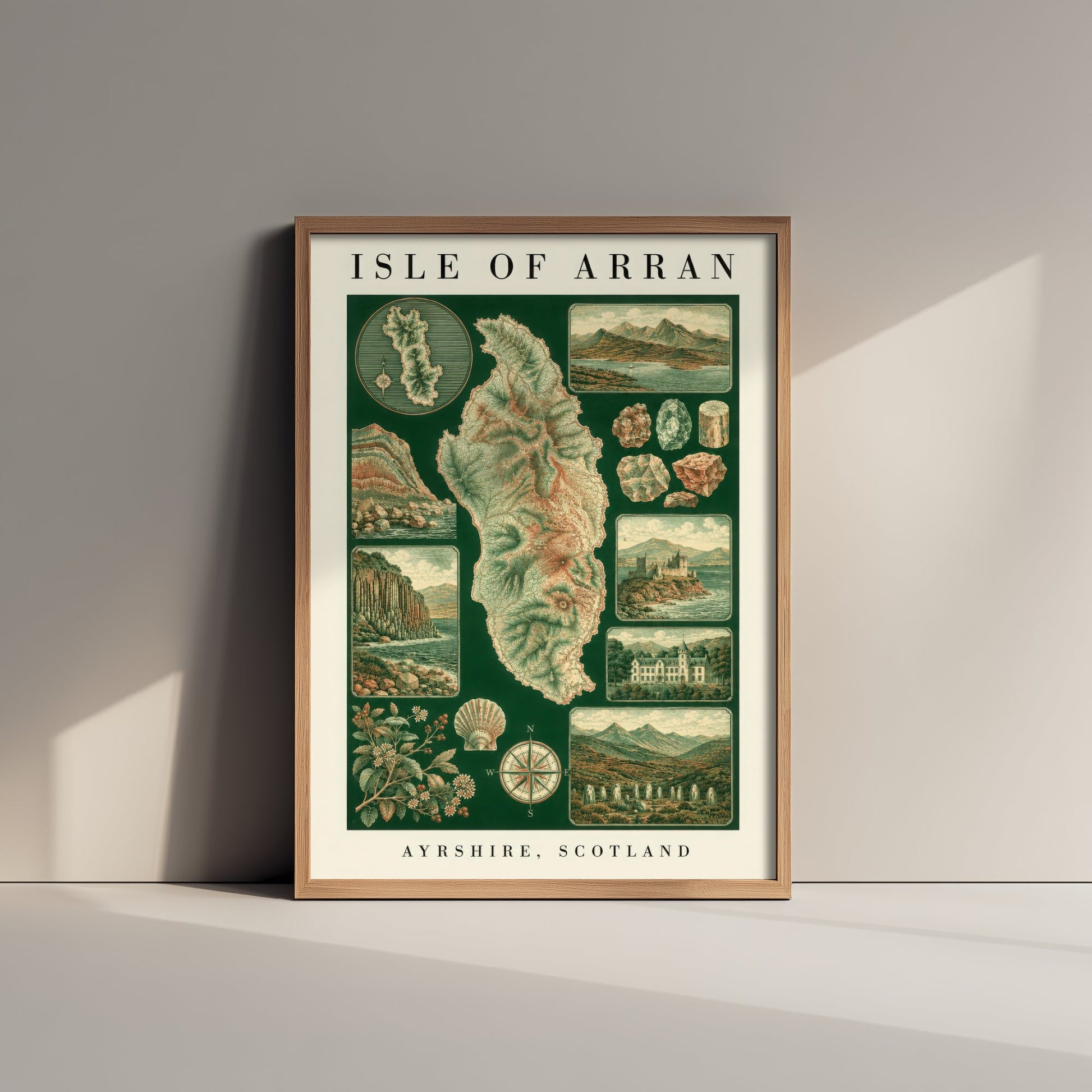 Isle of Arran Art Print - Ayrshire Scotland Poster - Vintage Geology Illustration - Antique Naturalist Map 1/3