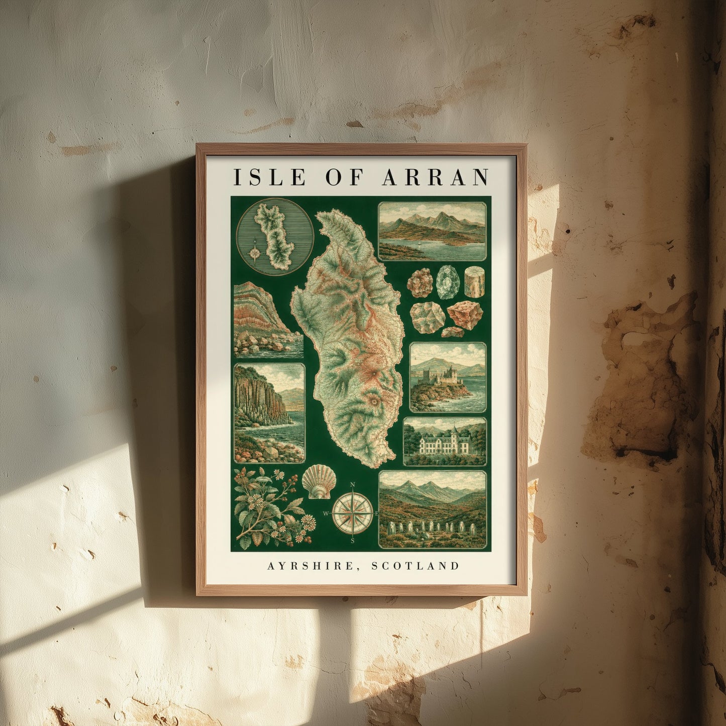 Isle of Arran Art Print - Ayrshire Scotland Poster - Vintage Geology Illustration - Antique Naturalist Map 1/3