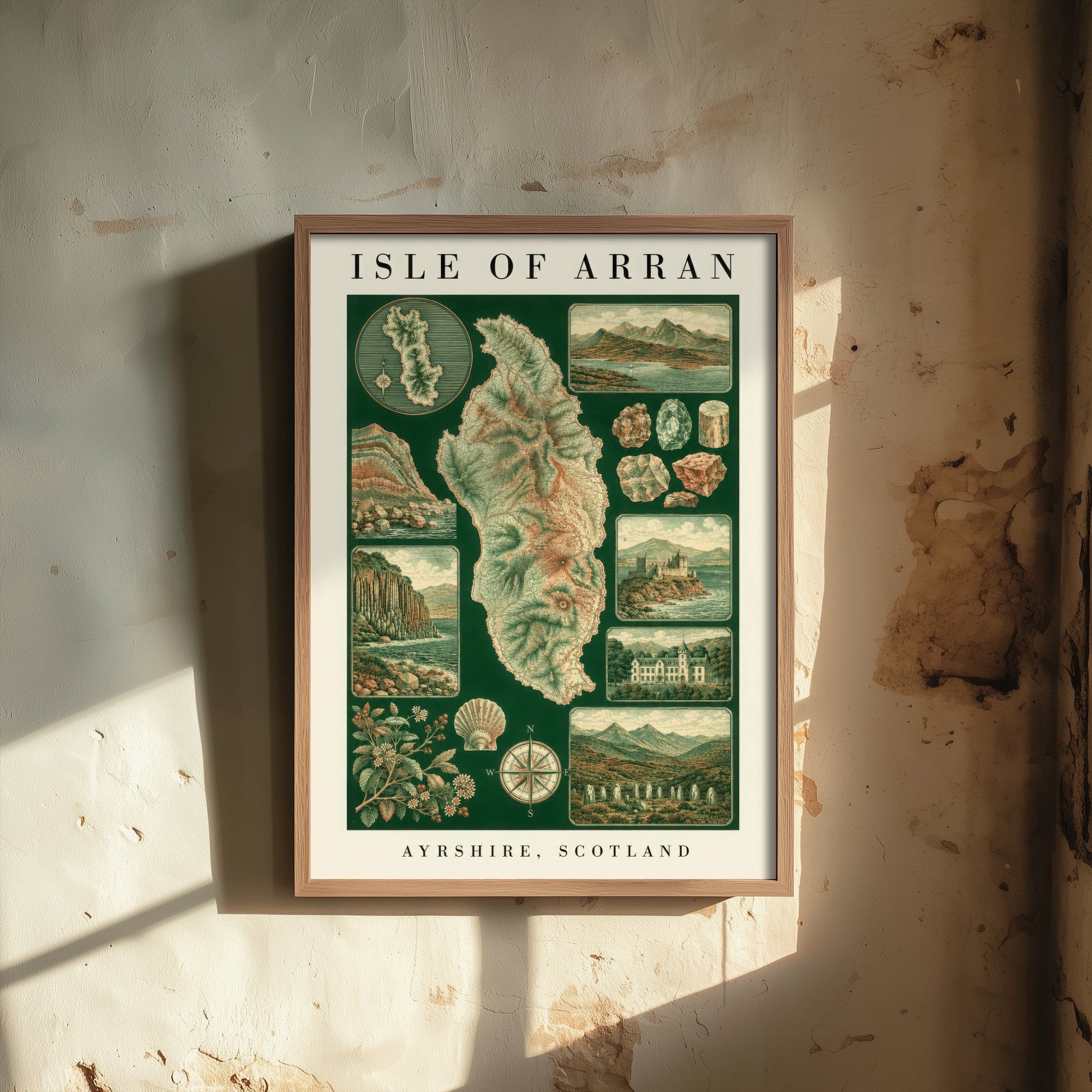 Isle of Arran Art Print - Ayrshire Scotland Poster - Vintage Geology Illustration - Antique Naturalist Map 1/3