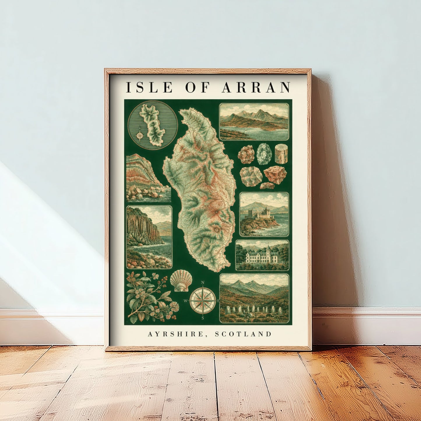 Isle of Arran Art Print - Ayrshire Scotland Poster - Vintage Geology Illustration - Antique Naturalist Map 1/3