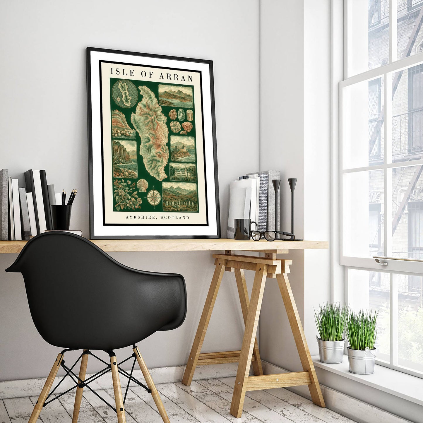 Isle of Arran Art Print - Ayrshire Scotland Poster - Vintage Geology Illustration - Antique Naturalist Map 1/3