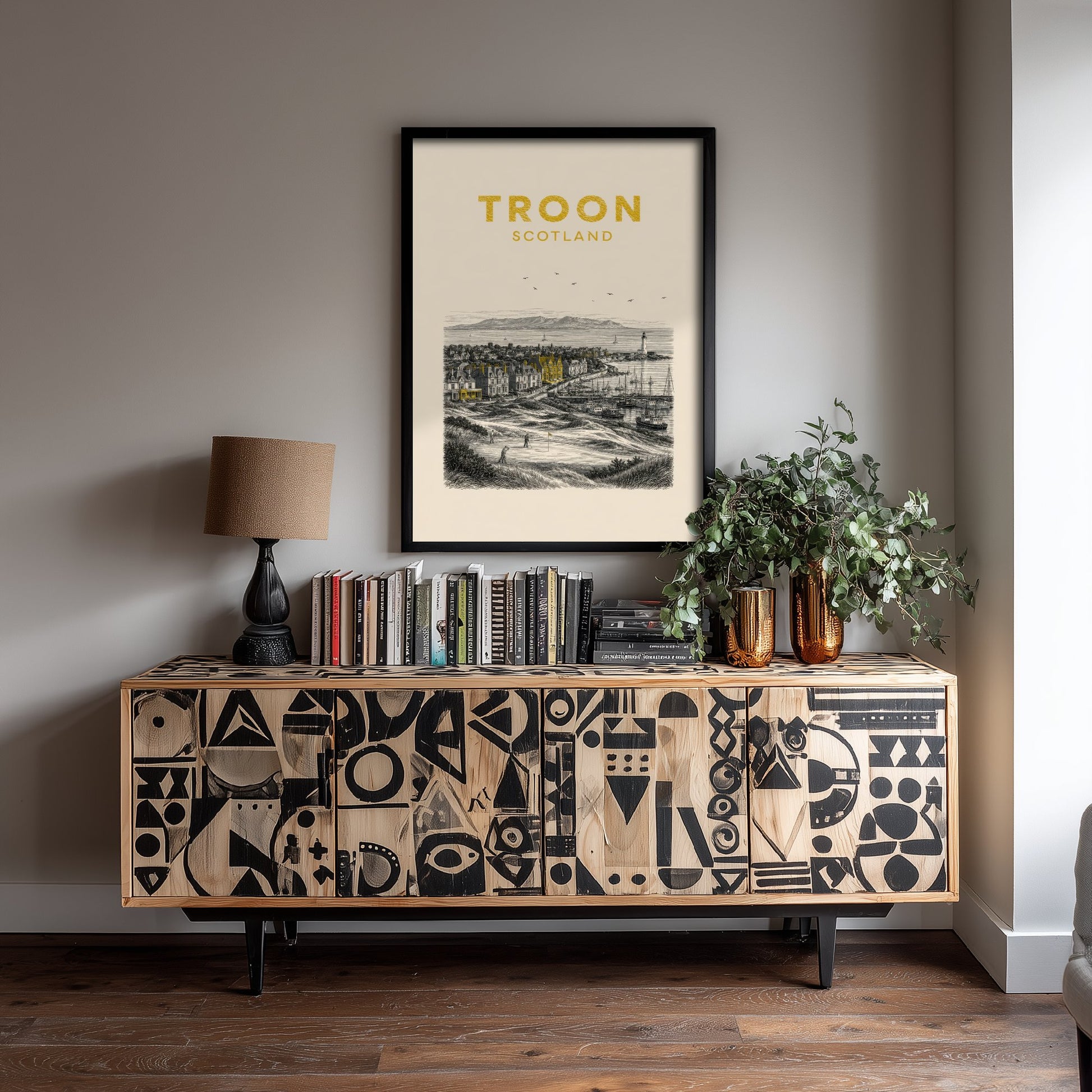 Troon Scotland Travel Poster - Vintage Duotone Art Print - Engraved City Illustration - Coast and Golf Links 3/3