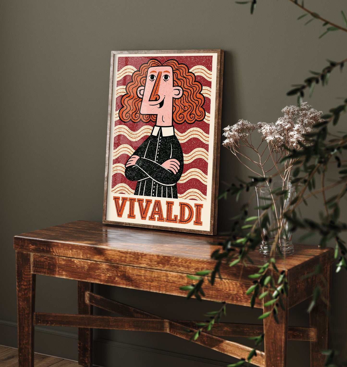Antonio Vivaldi Art Print - Baroque Composer Portrait Poster - Bold Woodcut Illustration - Classical Music 1/3