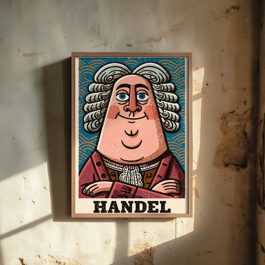 George Frideric Handel Art Print - Baroque Composer Portrait Poster - Bold Woodcut Illustration - Music 2/3