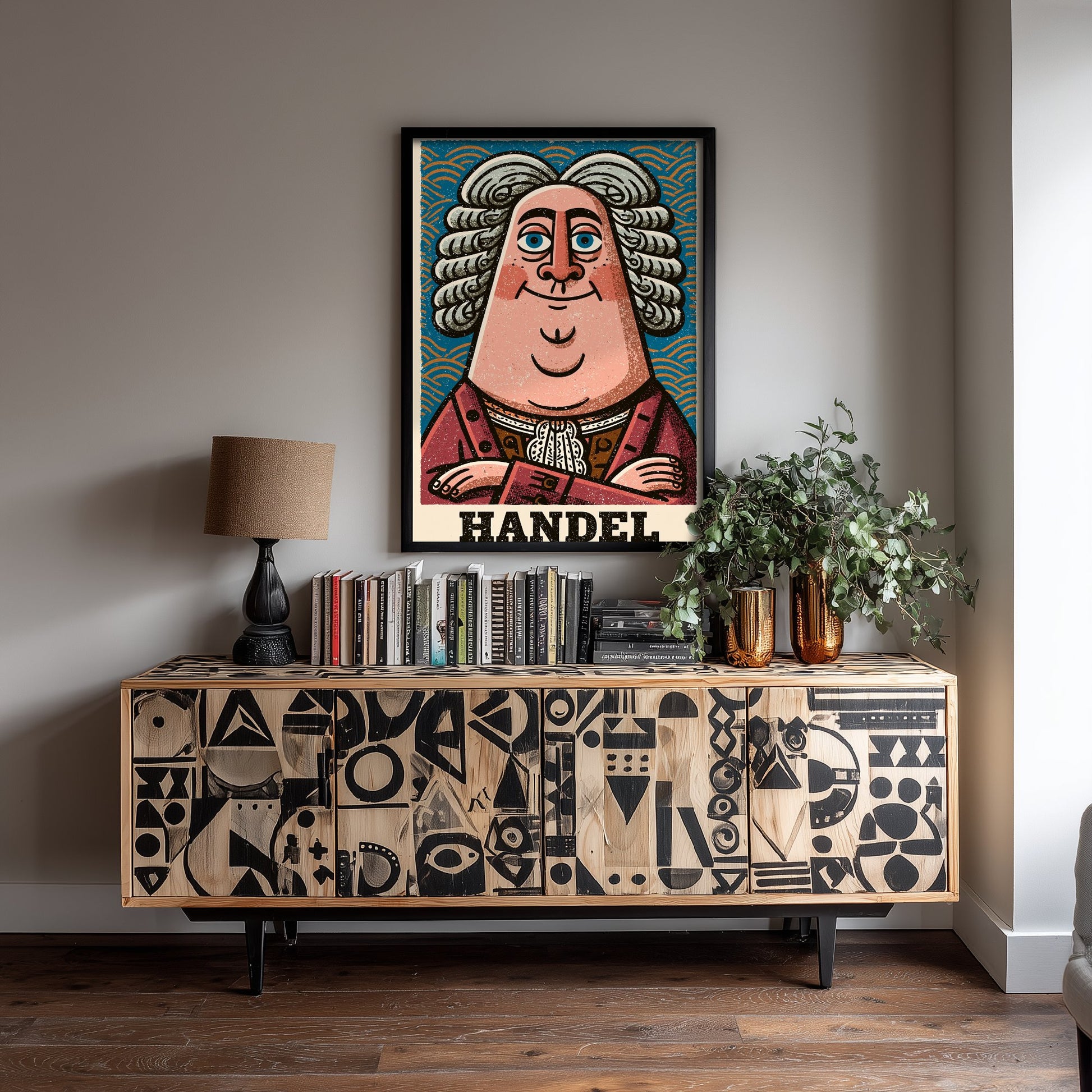 George Frideric Handel Art Print - Baroque Composer Portrait Poster - Bold Woodcut Illustration - Music 2/3