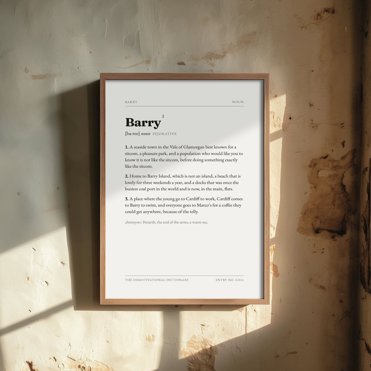 Barry Demotivational Dictionary Art Print - Funny Word Definition Poster - South Wales Typography Entry 0,024