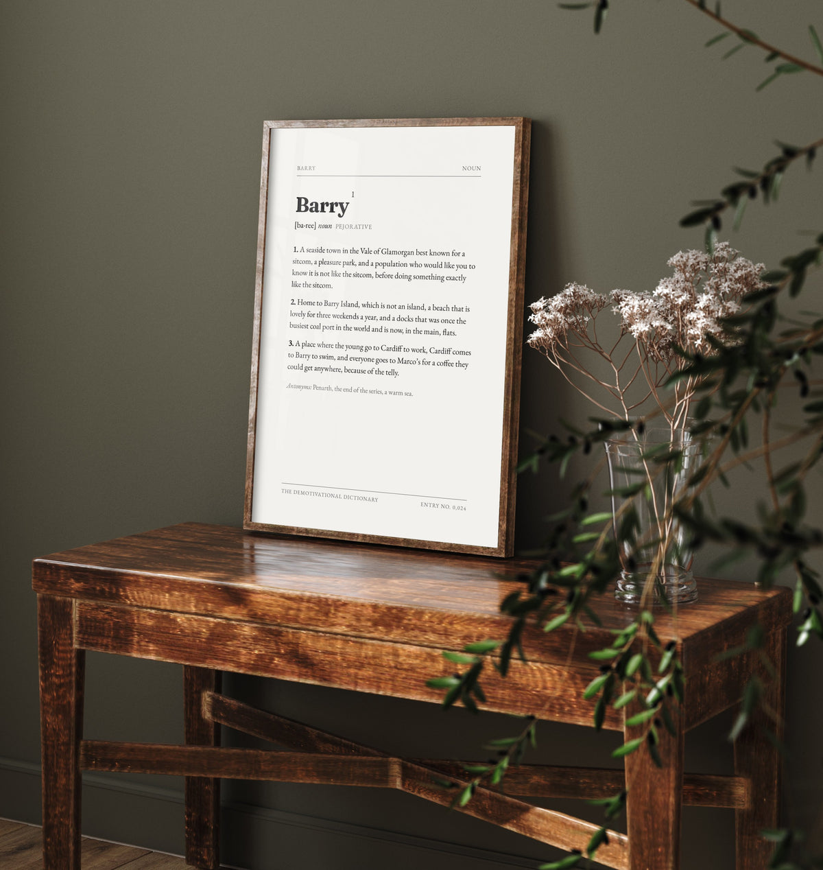 Barry Demotivational Dictionary Art Print - Funny Word Definition Poster - South Wales Typography Entry 0,024