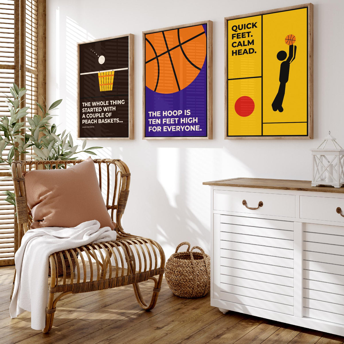 Basketball Quotes Set of Three Art Prints - 3 Bauhaus Hoops Posters - Minimalist Sport Wall Art Illustration V1