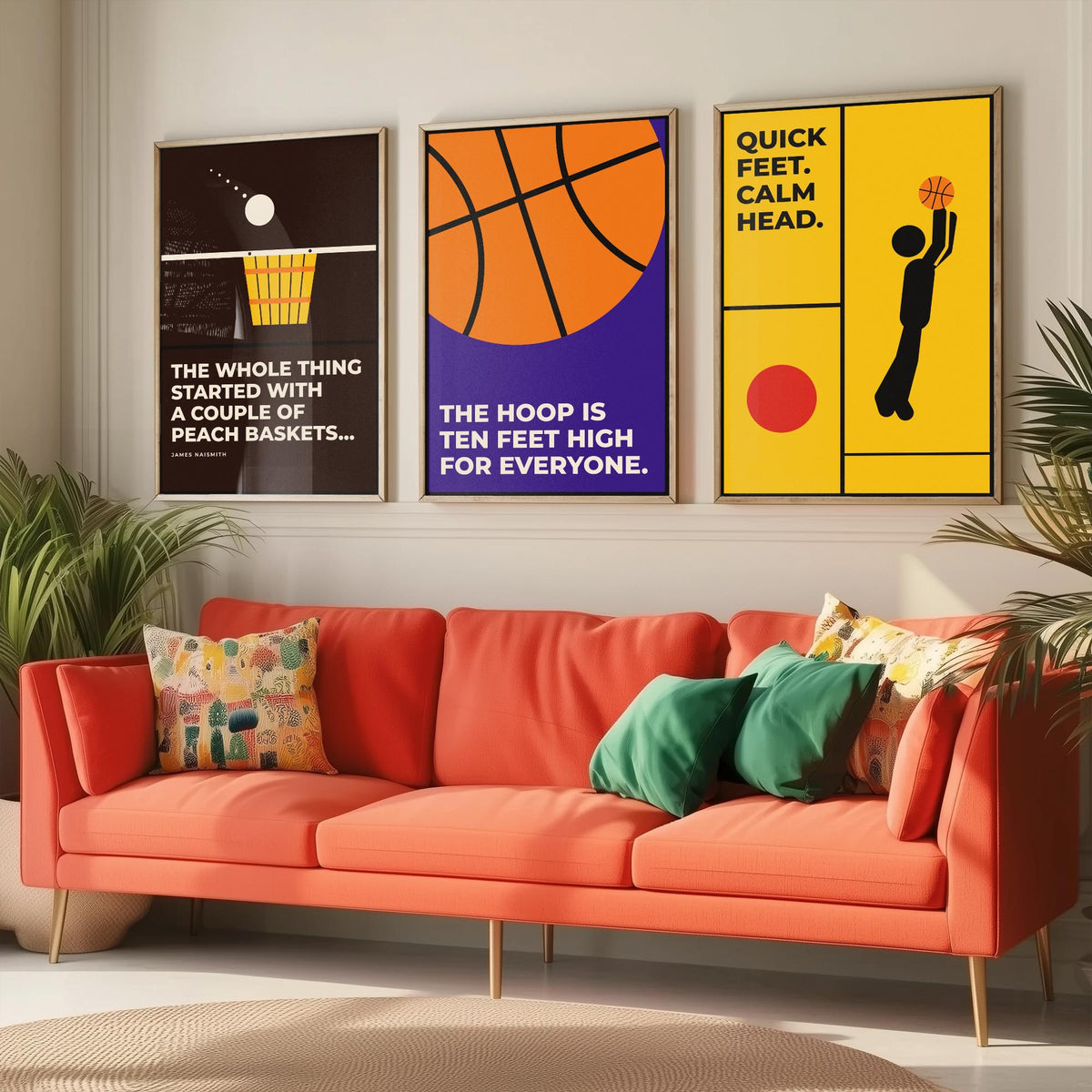 Basketball Quotes Set of Three Art Prints - 3 Bauhaus Hoops Posters - Minimalist Sport Wall Art Illustration V1
