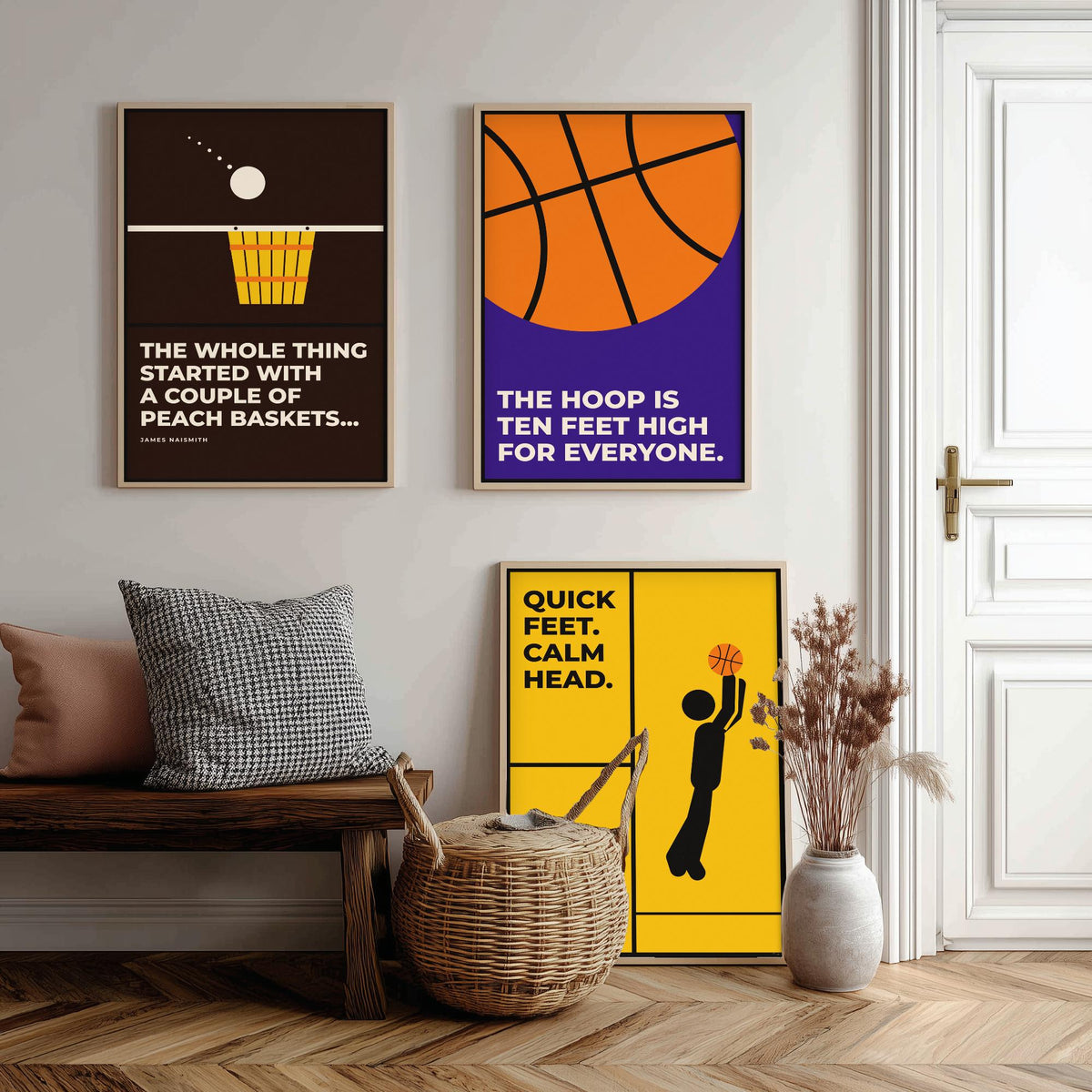 Basketball Quotes Set of Three Art Prints - 3 Bauhaus Hoops Posters - Minimalist Sport Wall Art Illustration V1