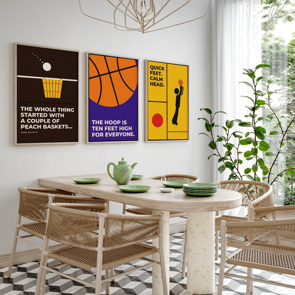 Basketball Quotes Set of Three Art Prints - 3 Bauhaus Hoops Posters - Minimalist Sport Wall Art Illustration V1