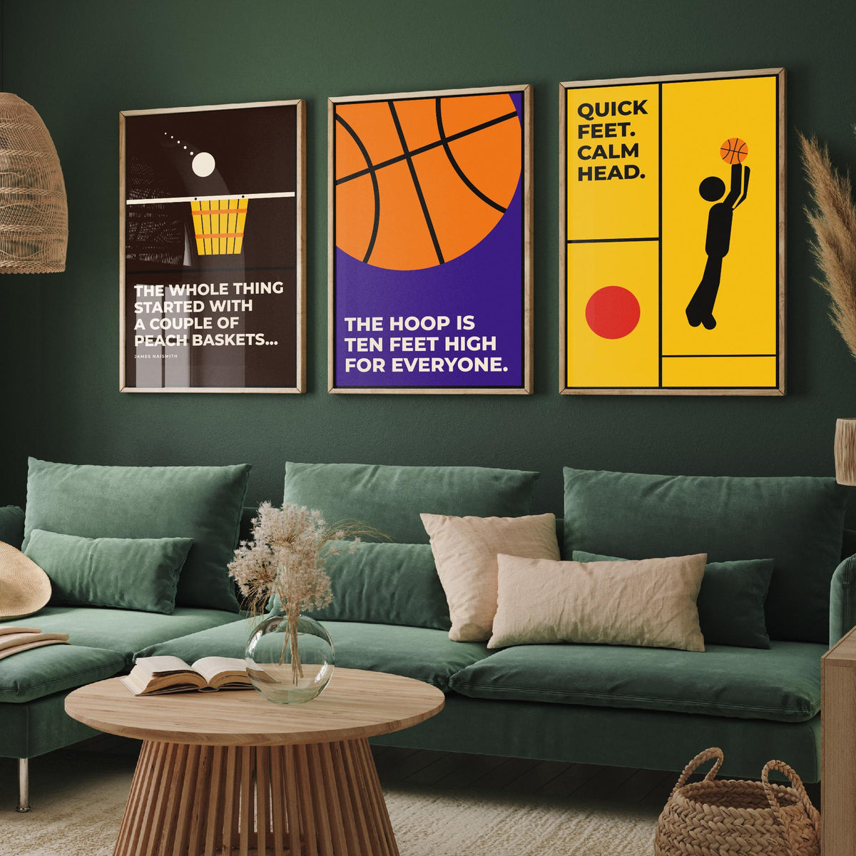 Basketball Quotes Set of Three Art Prints - 3 Bauhaus Hoops Posters - Minimalist Sport Wall Art Illustration V1