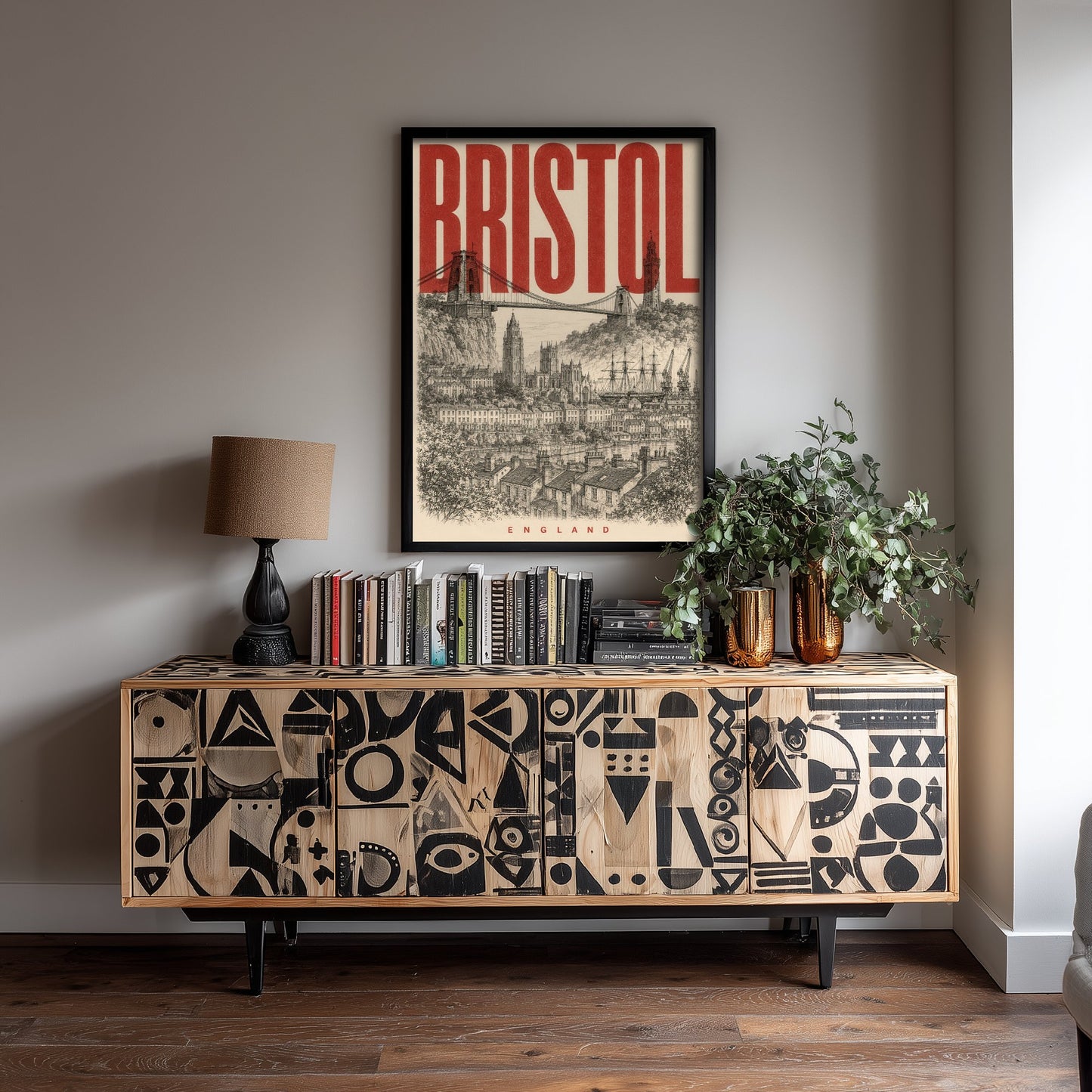 Bristol England Travel Poster - Vintage Duotone Art Print - Distressed City Illustration - Clifton Suspension Bridge 2/3