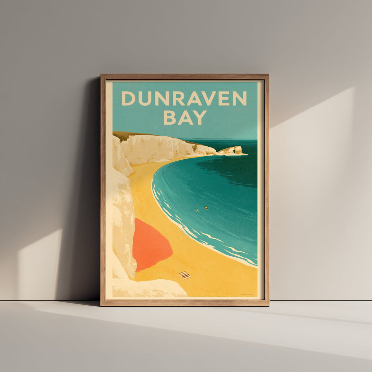 Dunraven Bay Travel Poster - Electric Blue Art Print - Mid Century Seaside Illustration - Southerndown Cove