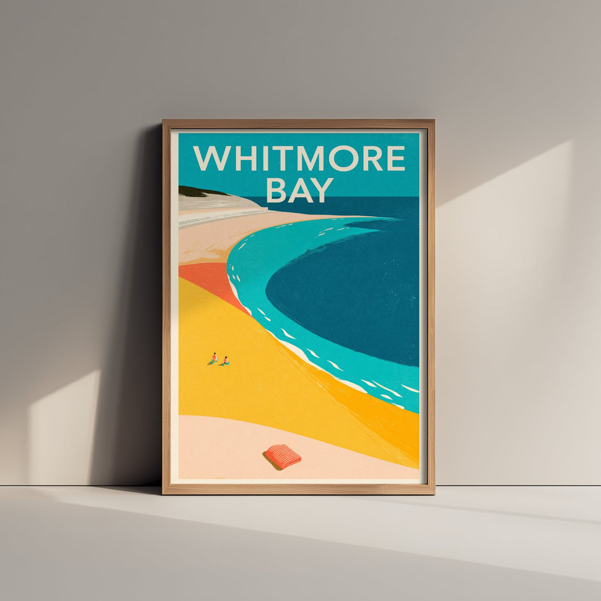 Whitmore Bay Travel Poster - Electric Blue Art Print - Mid Century Seaside Illustration - Barry Island Sands