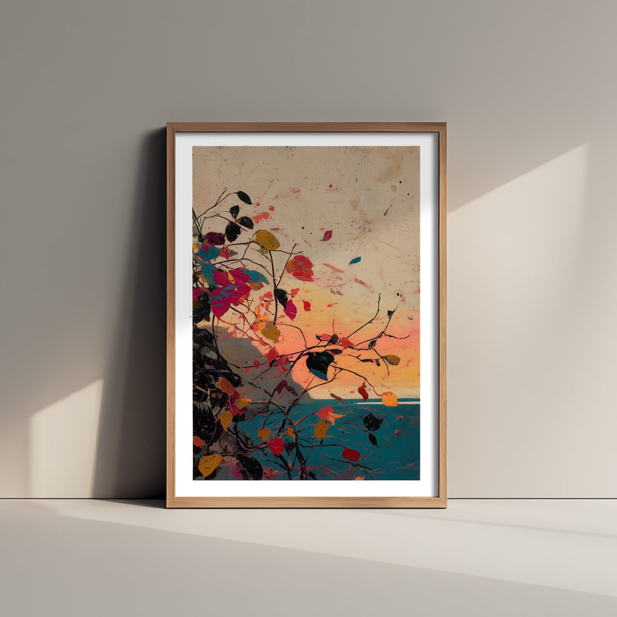 Abstract Splash Landscape Art Print - Pink Orange Blue Poster - Painterly Sunset Painting - Colourful Abstract 1/3