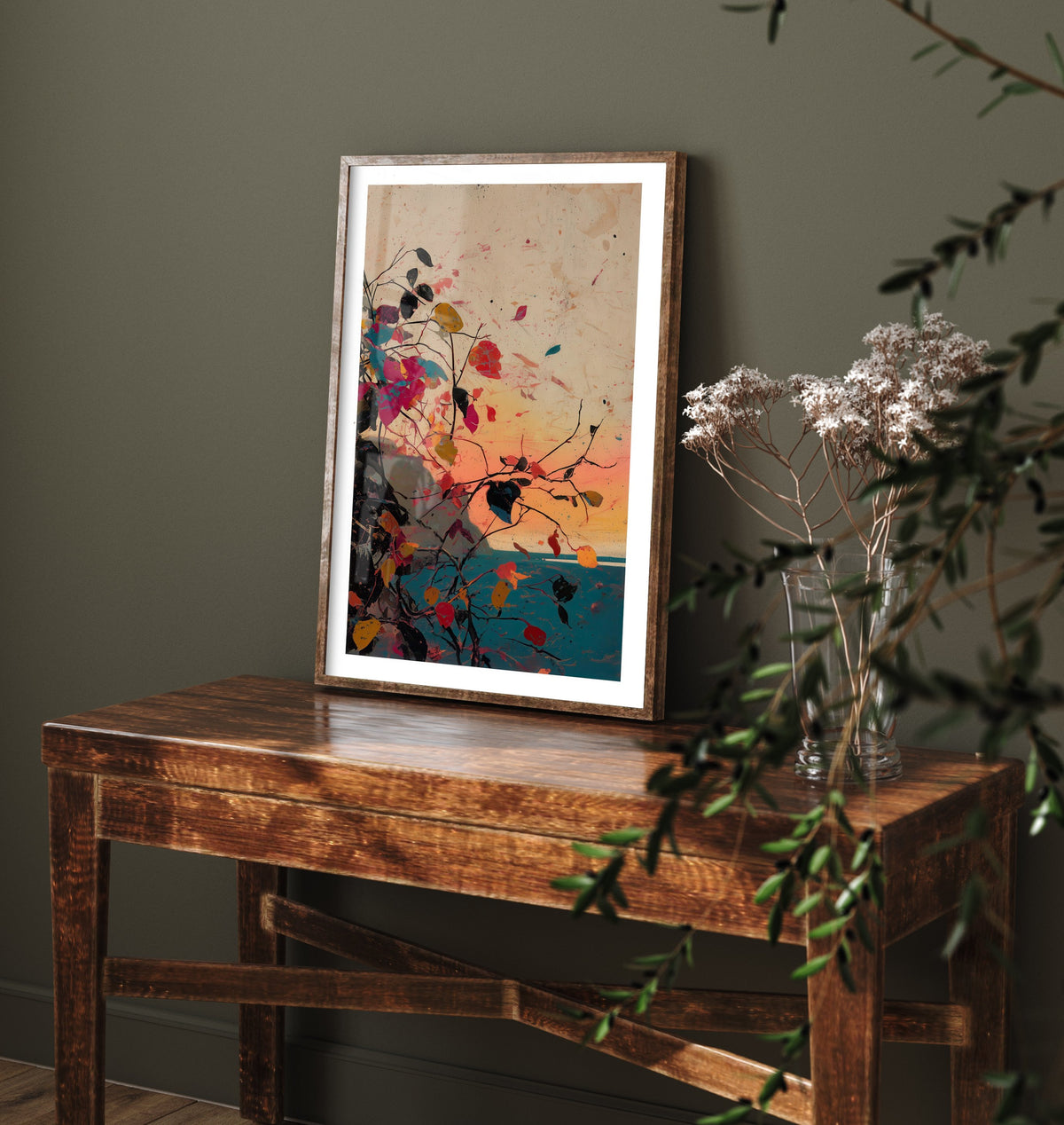 Abstract Splash Landscape Art Print - Pink Orange Blue Poster - Painterly Sunset Painting - Colourful Abstract 1/3