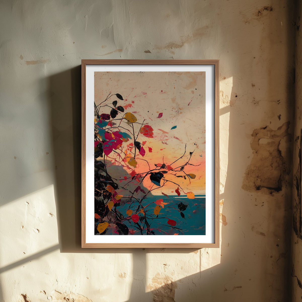 Abstract Splash Landscape Art Print - Pink Orange Blue Poster - Painterly Sunset Painting - Colourful Abstract 1/3