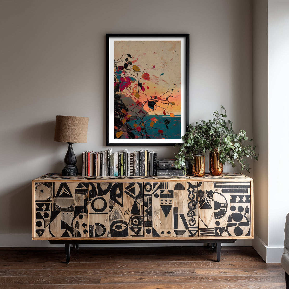 Abstract Splash Landscape Art Print - Pink Orange Blue Poster - Painterly Sunset Painting - Colourful Abstract 1/3