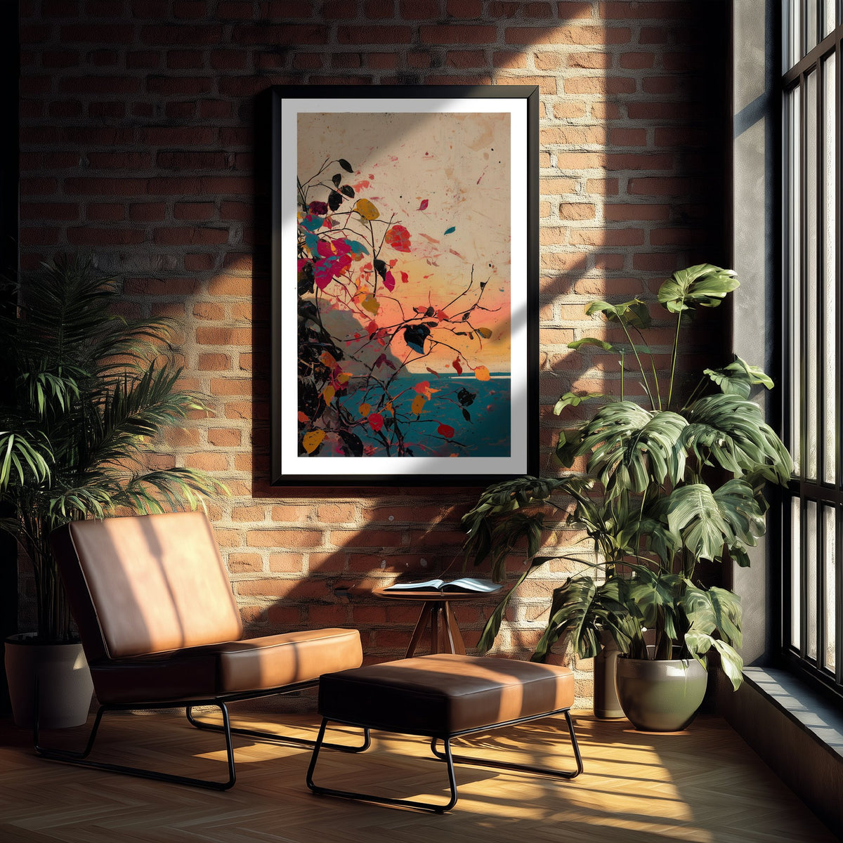 Abstract Splash Landscape Art Print - Pink Orange Blue Poster - Painterly Sunset Painting - Colourful Abstract 1/3