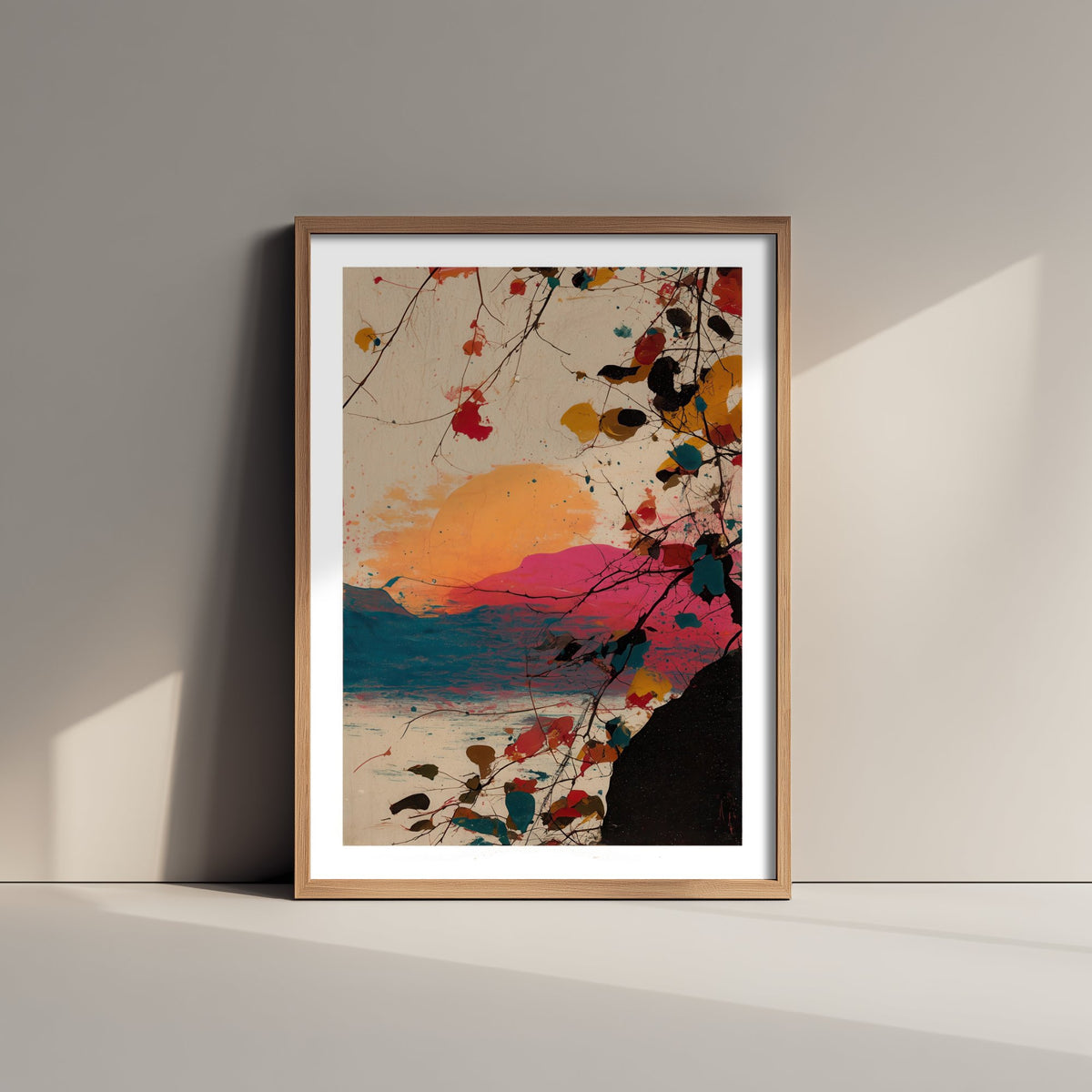 Abstract Splash Landscape Art Print - Colourful Sunset Poster - Painterly Abstract Painting - Pink Blue 3/3