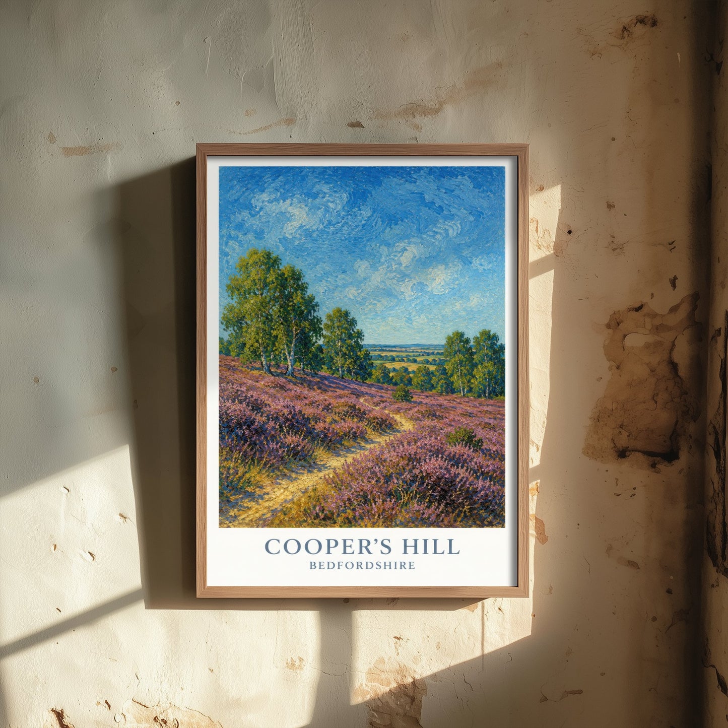 Cooper's Hill Travel Poster - Bedfordshire England Art Print - Impressionist Painting - Purple Heather 2/3
