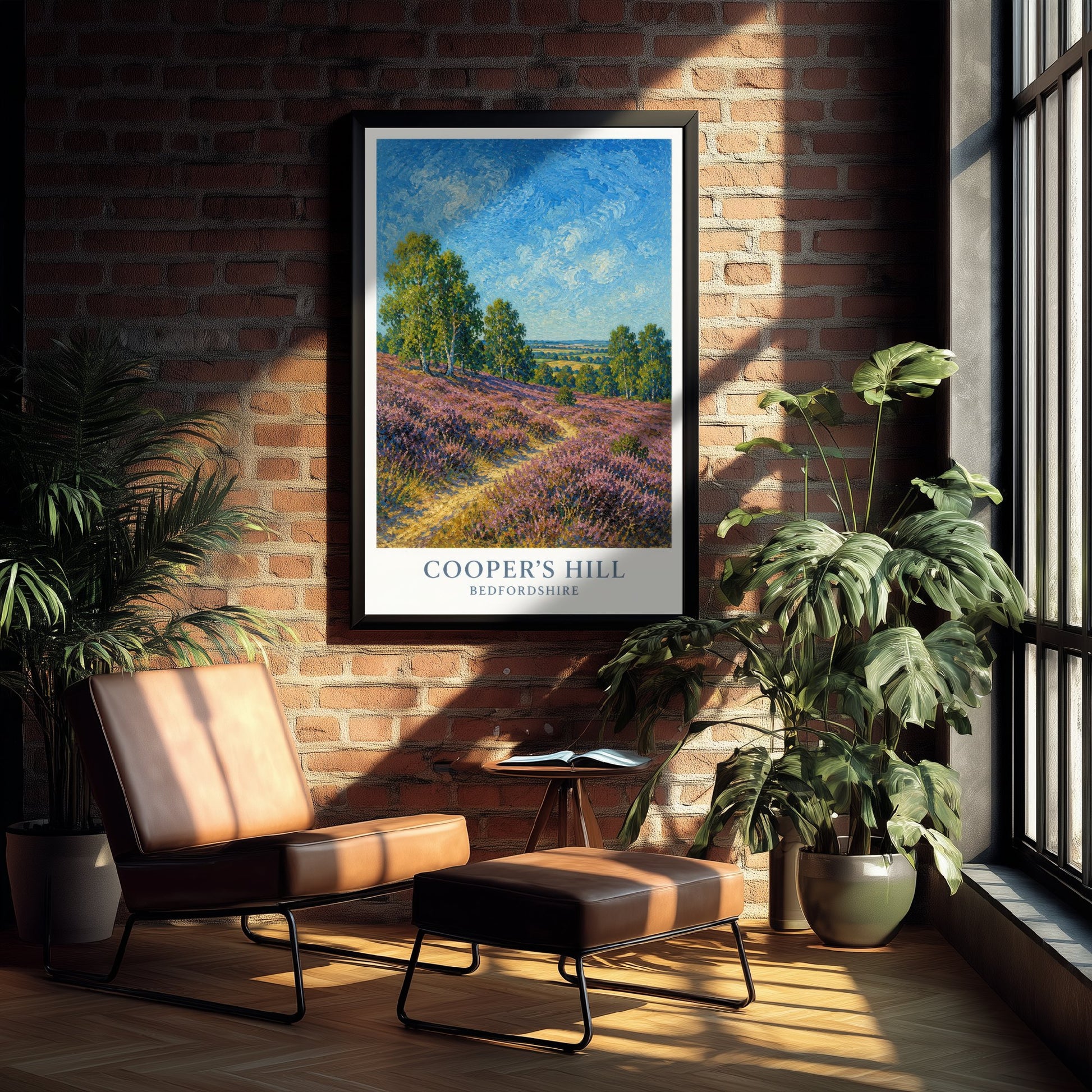 Cooper's Hill Travel Poster - Bedfordshire England Art Print - Impressionist Painting - Purple Heather 2/3