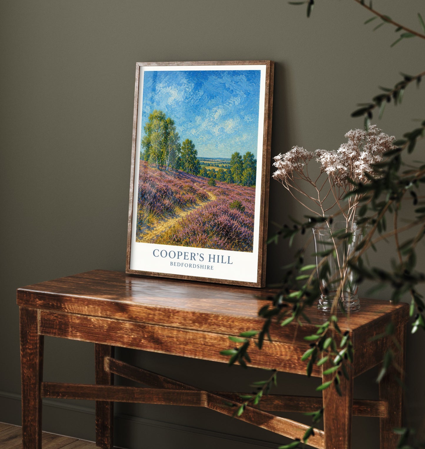 Cooper's Hill Travel Poster - Bedfordshire England Art Print - Impressionist Painting - Purple Heather 2/3