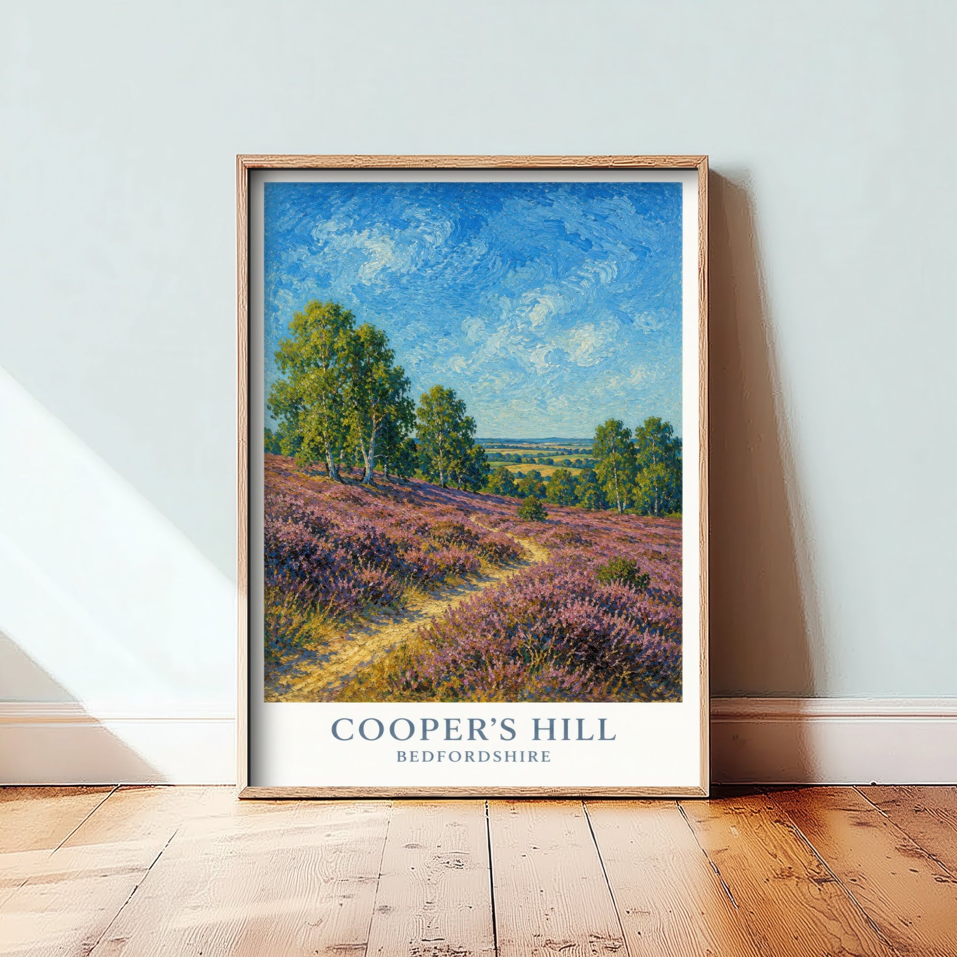Cooper's Hill Travel Poster - Bedfordshire England Art Print - Impressionist Painting - Purple Heather 2/3
