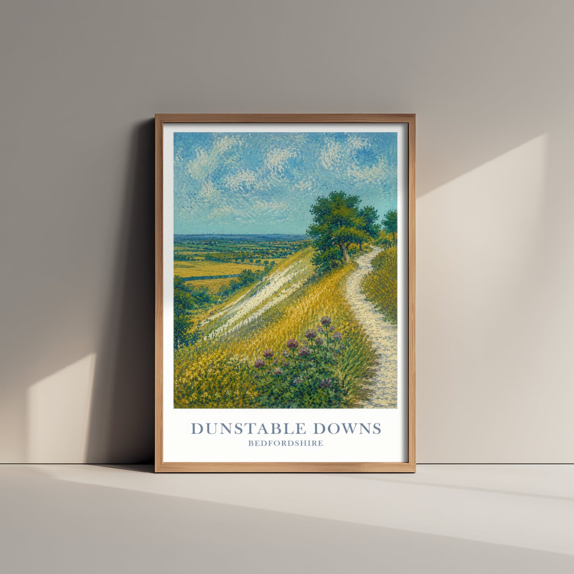 Dunstable Downs Travel Poster - Bedfordshire England Art Print - Impressionist Painting - Chiltern Hills 3/3