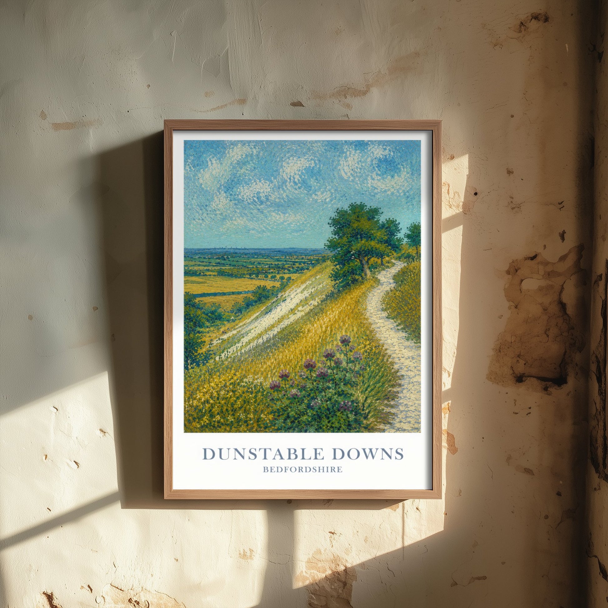Dunstable Downs Travel Poster - Bedfordshire England Art Print - Impressionist Painting - Chiltern Hills 3/3