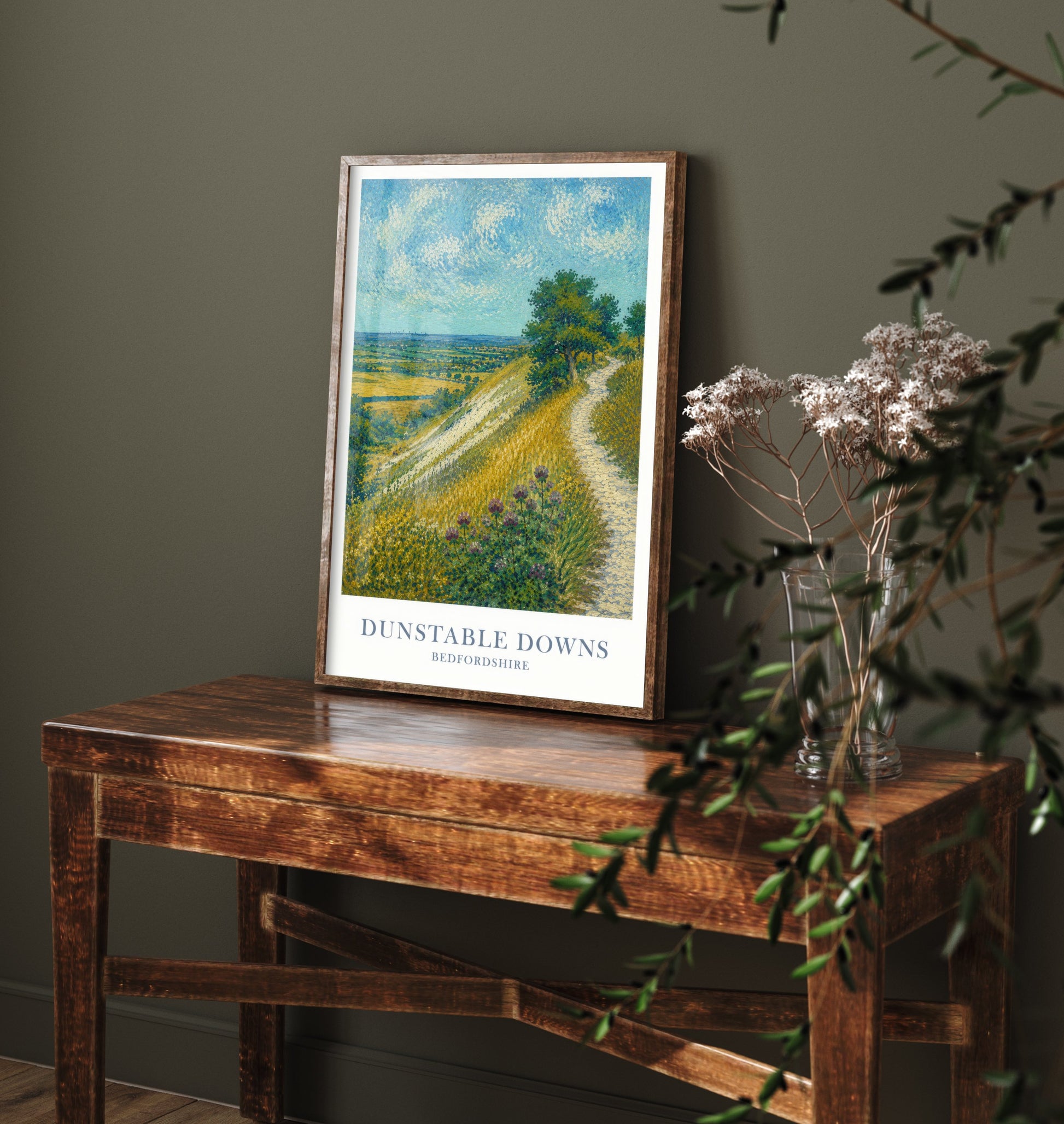 Dunstable Downs Travel Poster - Bedfordshire England Art Print - Impressionist Painting - Chiltern Hills 3/3