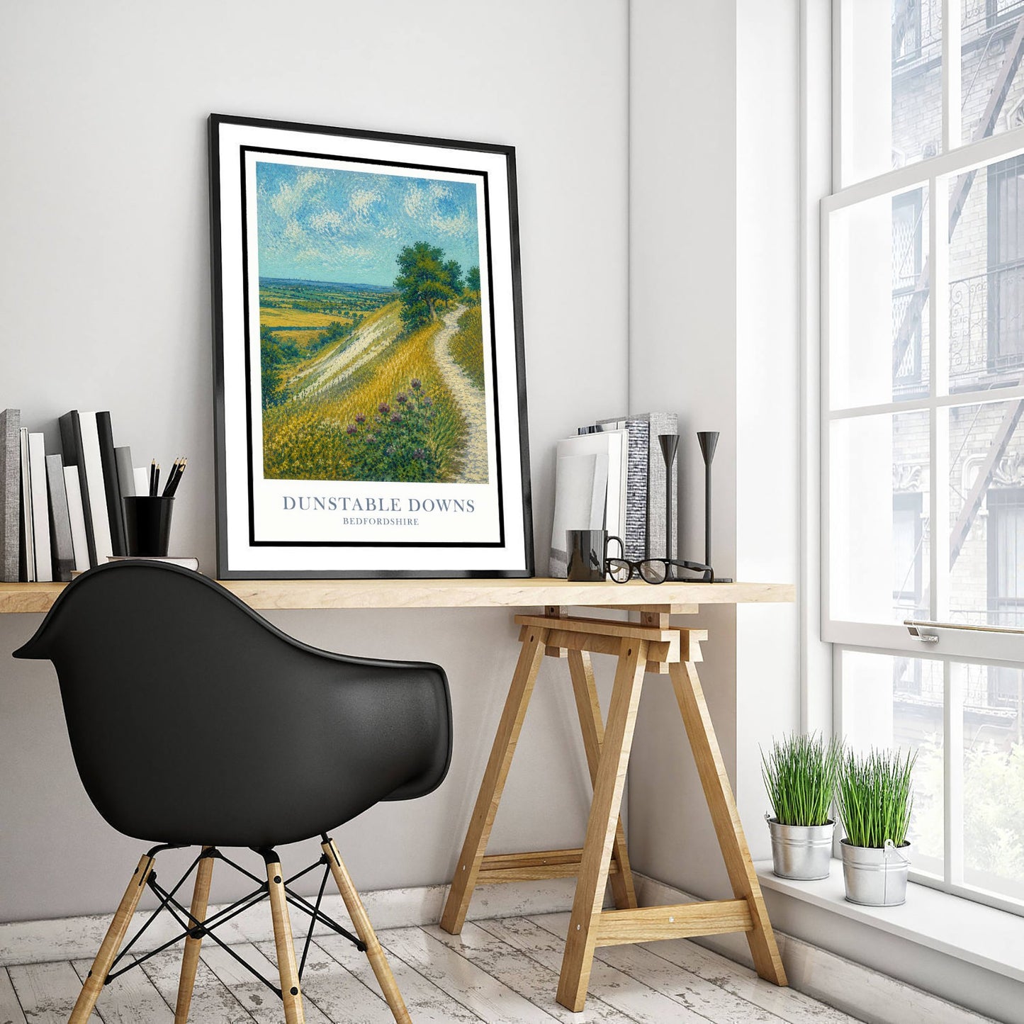 Dunstable Downs Travel Poster - Bedfordshire England Art Print - Impressionist Painting - Chiltern Hills 3/3