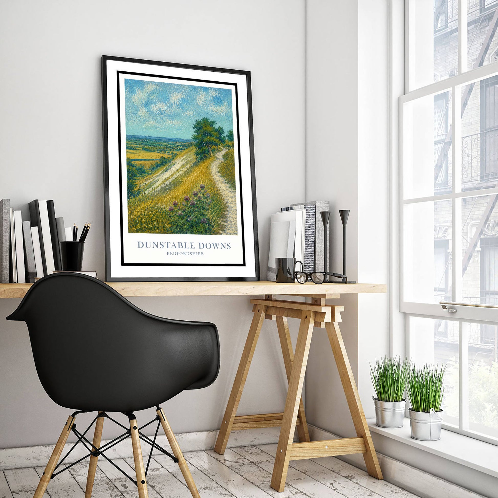 Dunstable Downs Travel Poster - Bedfordshire England Art Print - Impressionist Painting - Chiltern Hills 3/3