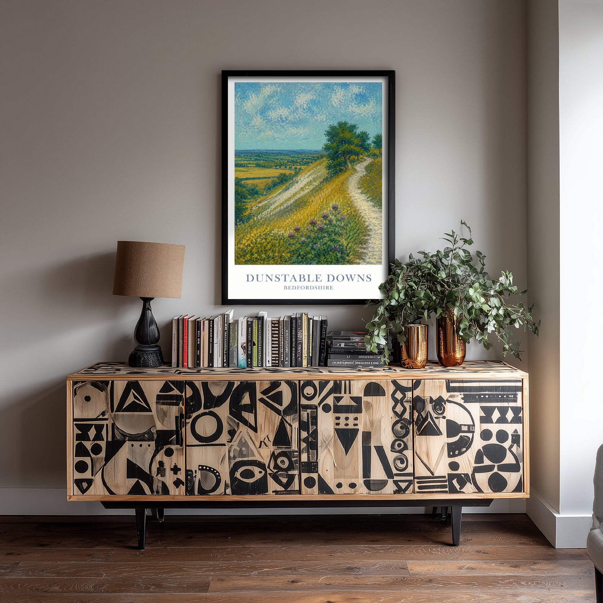 Dunstable Downs Travel Poster - Bedfordshire England Art Print - Impressionist Painting - Chiltern Hills 3/3