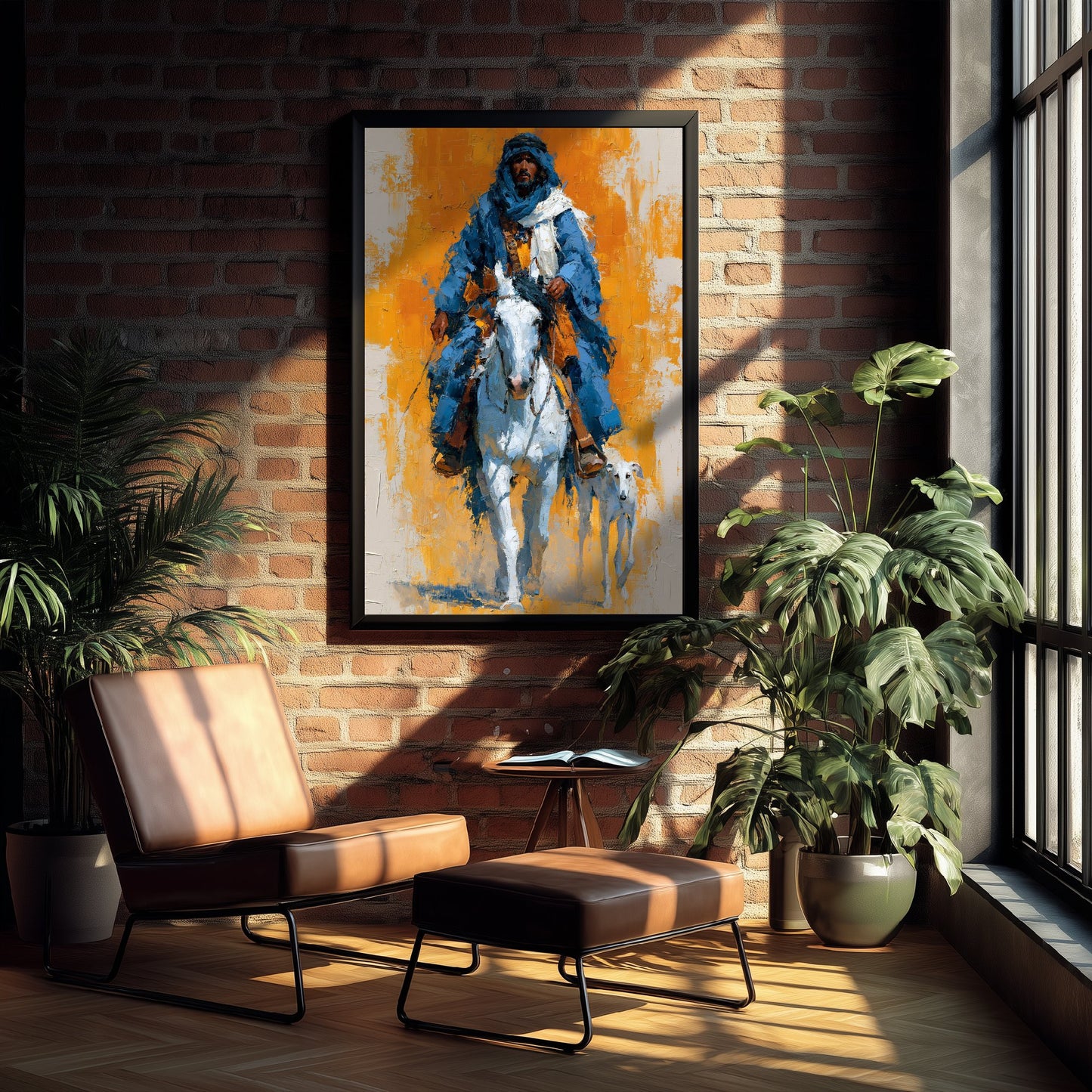 Bedouin Rider Art Print - Arabian Horse Painting - Saluki Hound Poster