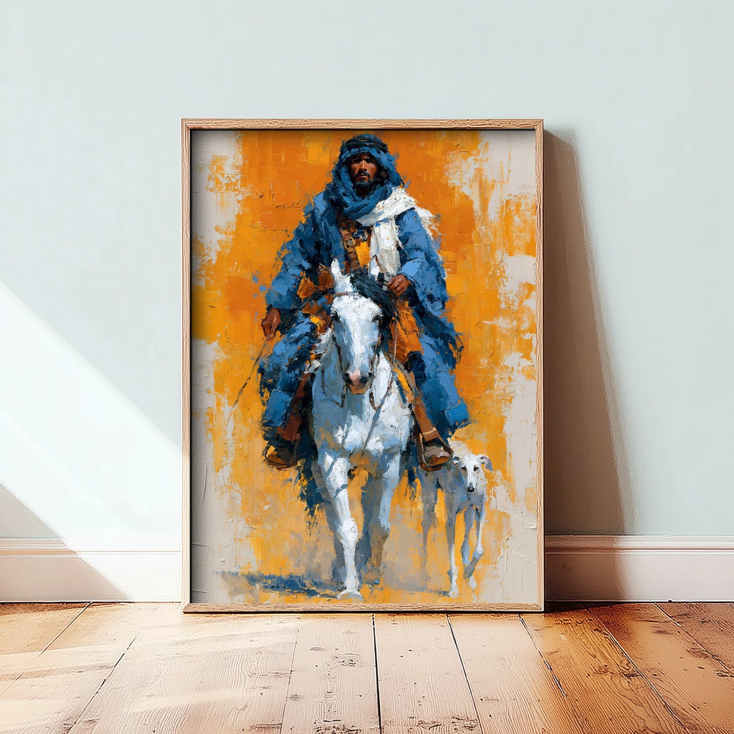 Bedouin Rider Art Print - Arabian Horse Painting - Saluki Hound Poster