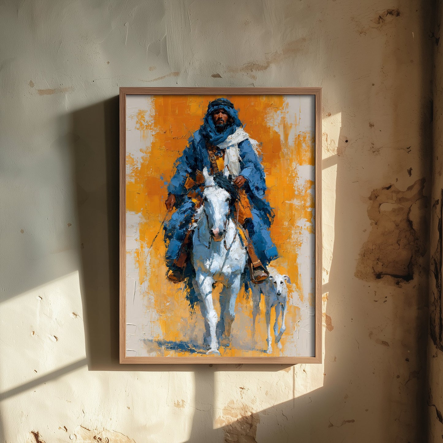 Bedouin Rider Art Print - Arabian Horse Painting - Saluki Hound Poster