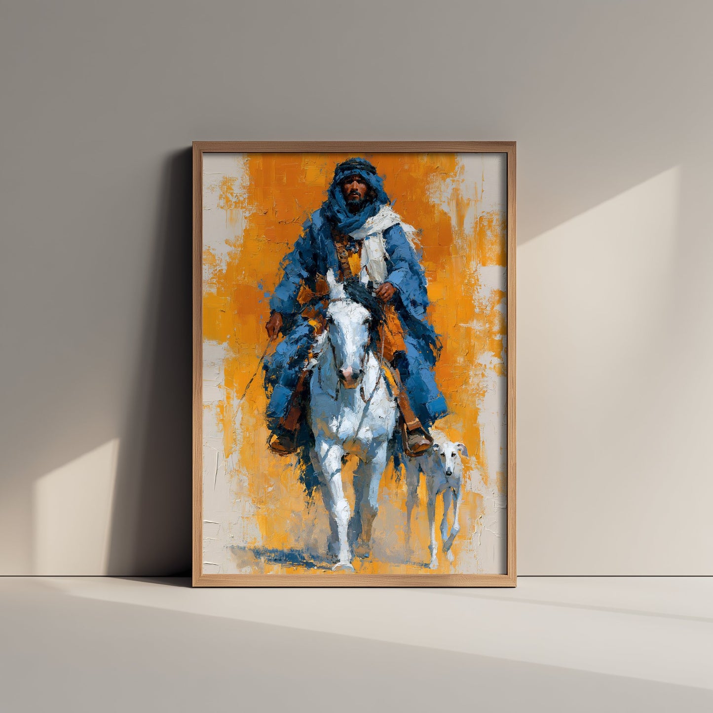 Bedouin Rider Art Print - Arabian Horse Painting - Saluki Hound Poster
