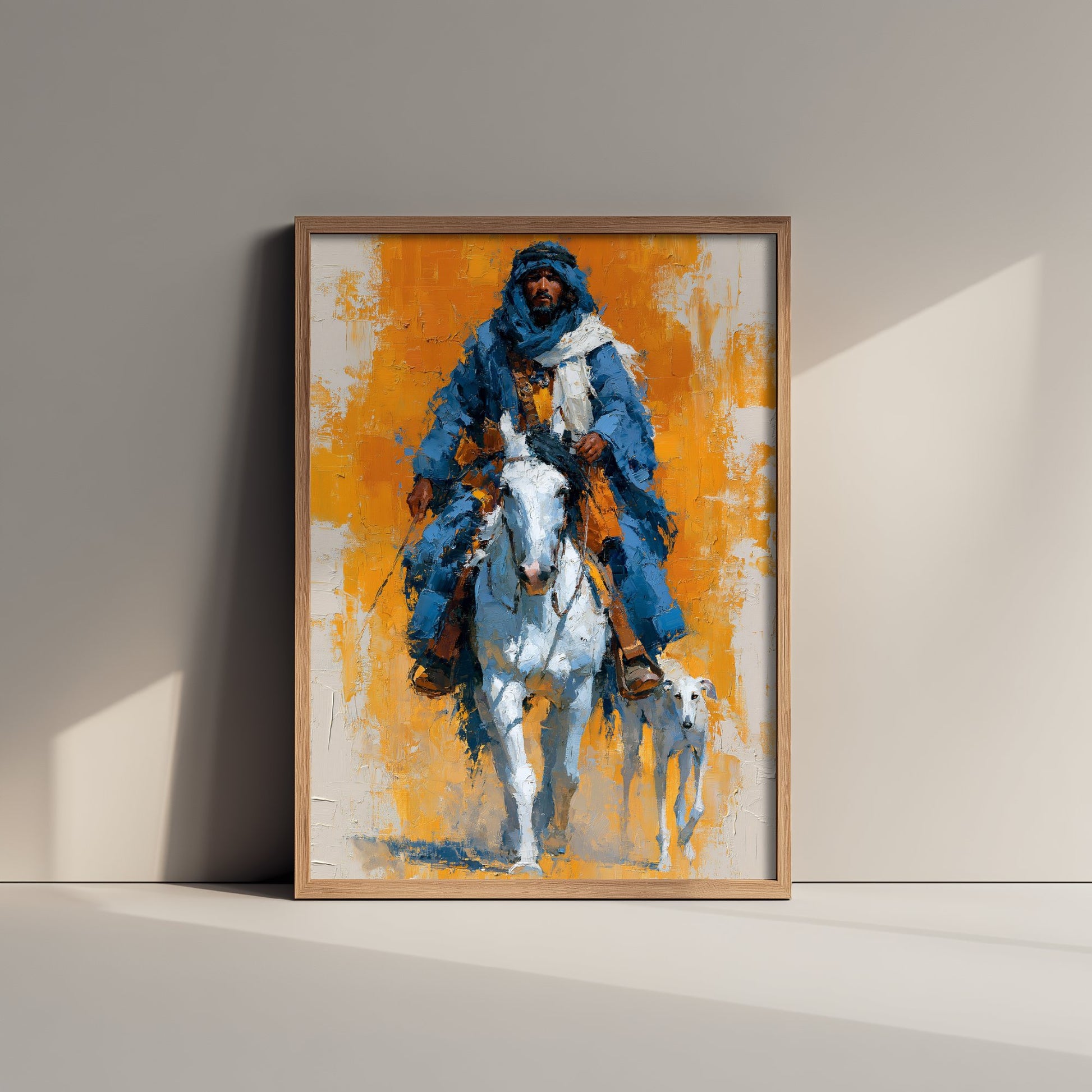 Bedouin Rider Art Print - Arabian Horse Painting - Saluki Hound Poster