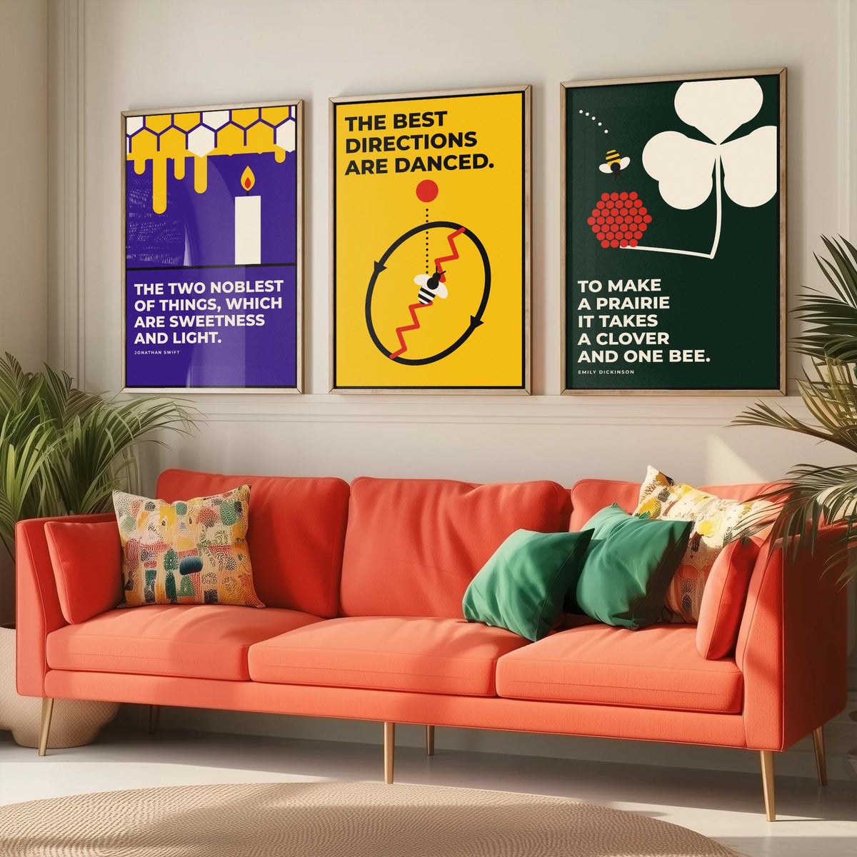 Beekeeping Quotes Set of Three Art Prints - 3 Bauhaus Beekeeper Posters - Minimalist Nature Wall Art Illustration V1