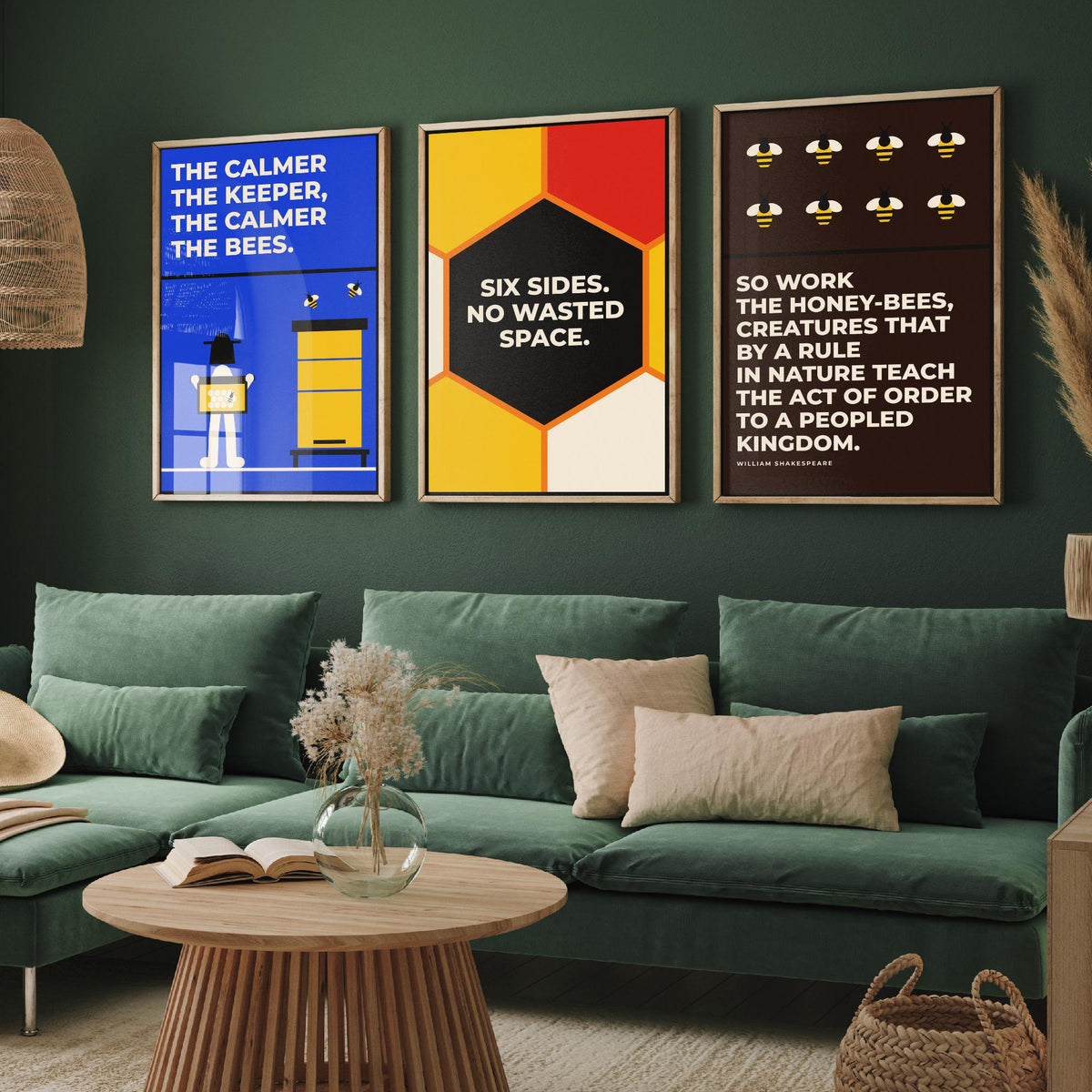 Beekeeping Quotes Set of Three Art Prints - 3 Retro Bauhaus Beekeeper Posters - Minimalist Nature Wall Art Illustration V2