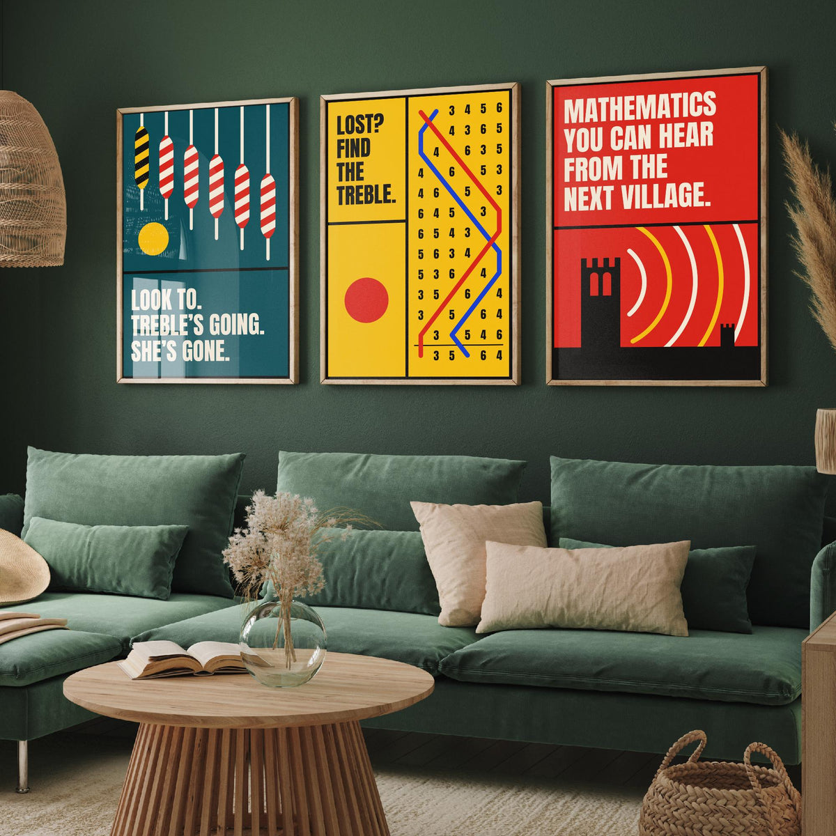 Bell Ringing Quotes Set of Three Art Prints - 3 Bauhaus Change Ringing Posters - Minimalist Music Wall Art Illustration V1