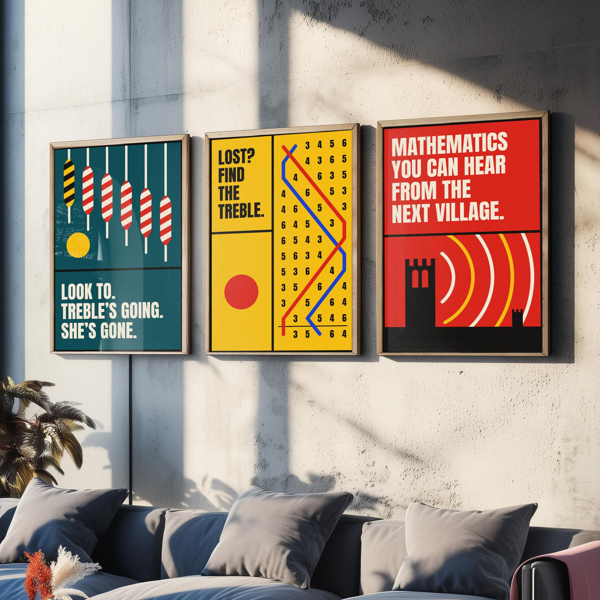 Bell Ringing Quotes Set of Three Art Prints - 3 Bauhaus Change Ringing Posters - Minimalist Music Wall Art Illustration V1