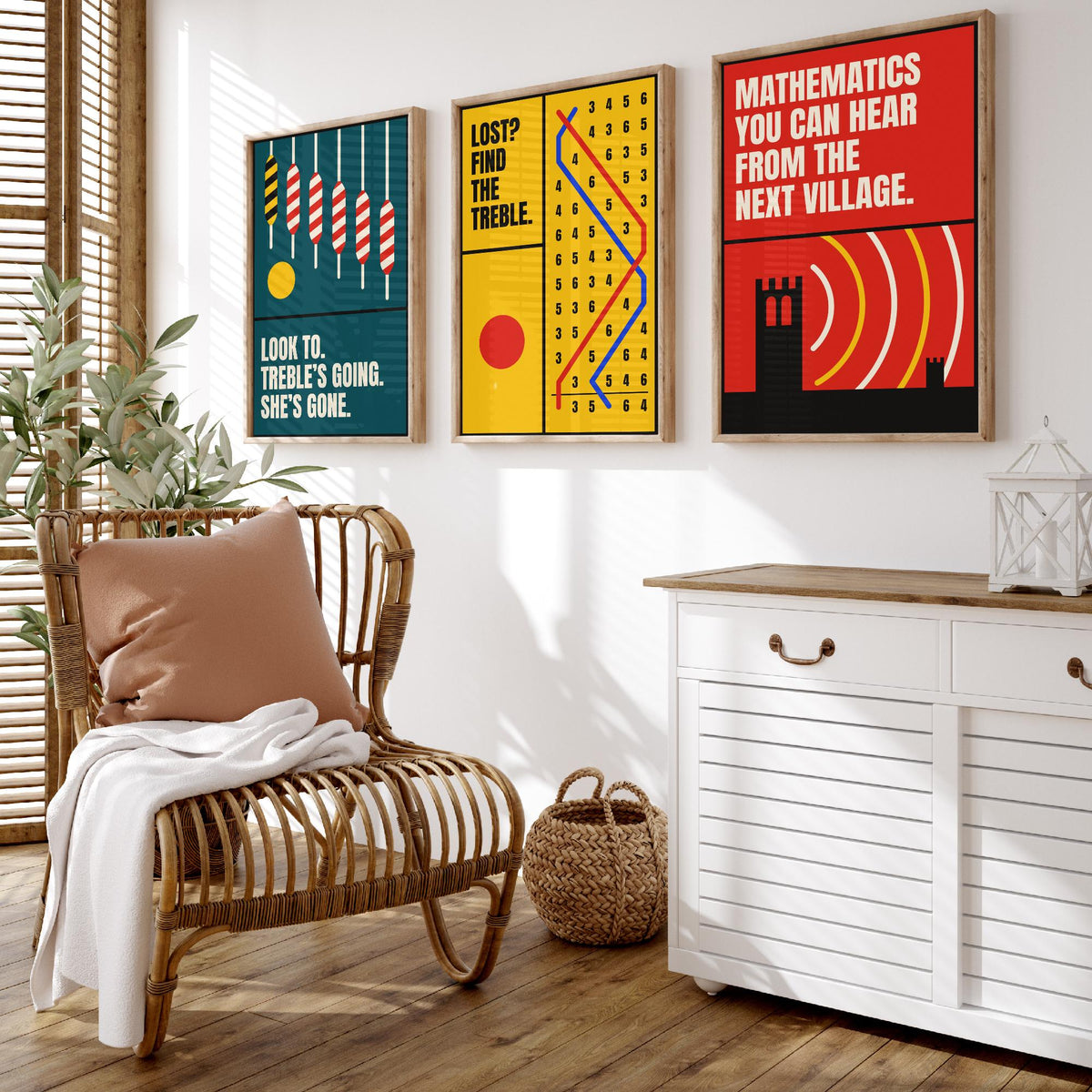 Bell Ringing Quotes Set of Three Art Prints - 3 Bauhaus Change Ringing Posters - Minimalist Music Wall Art Illustration V1