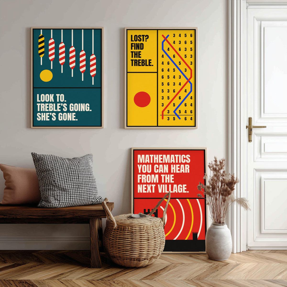 Bell Ringing Quotes Set of Three Art Prints - 3 Bauhaus Change Ringing Posters - Minimalist Music Wall Art Illustration V1