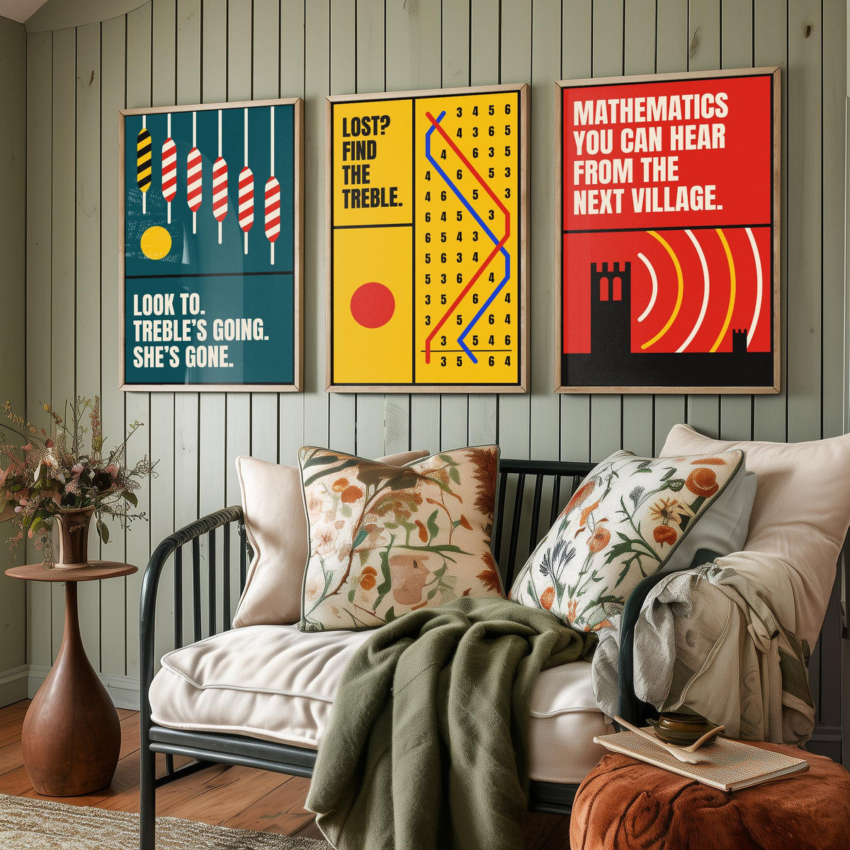 Bell Ringing Quotes Set of Three Art Prints - 3 Bauhaus Change Ringing Posters - Minimalist Music Wall Art Illustration V1